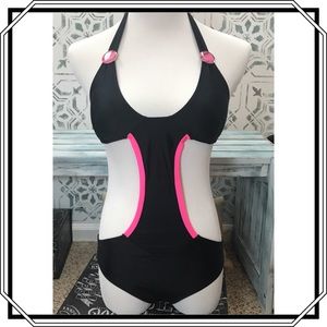 SABZ Black/Pink Monokini Size Small NWT
